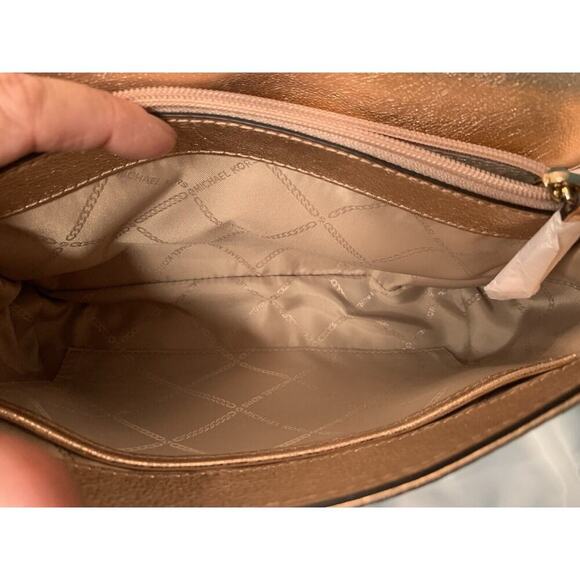 New Michael Kors Sloan Gold Chain Quilted Leather Shoulder Bag Rose Gold Shiny - Picture 11 of 16